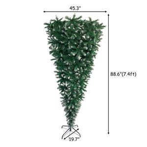 English Elm Upside Down Christmas Tree 7.4ft Led Warm White Lights Snow Tipped Pvc Branches PX293824AAF