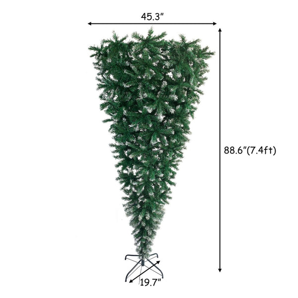 English Elm Upside Down Christmas Tree 7.4ft Led Warm White Lights Snow Tipped Pvc Branches PX293824AAF