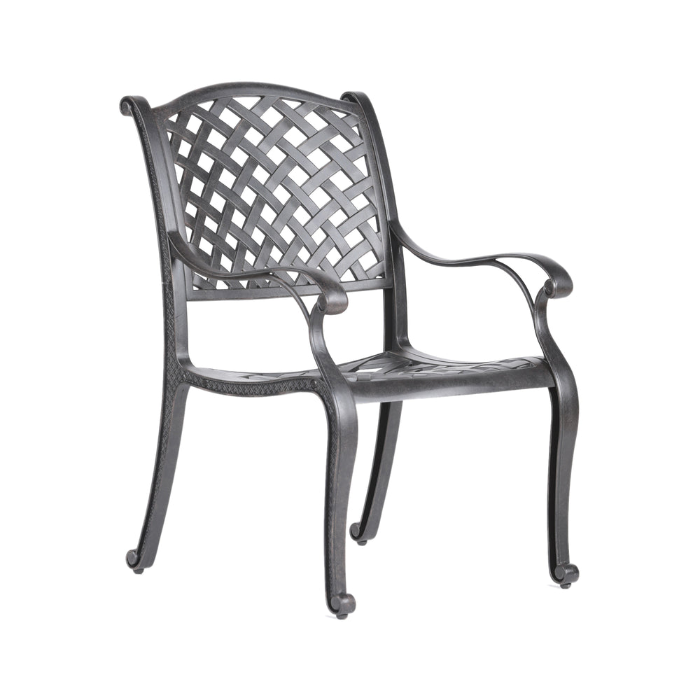 English Elm Sparta Modern Dining Arm Chair Antique Navy Blue — Weather-Resistant Aluminum, Lattice Back, Cushions B01051445
