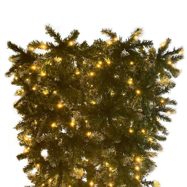 English Elm Upside Down Christmas Tree 7.4ft Led Warm White Lights Snow Tipped Pvc Branches PX293824AAF