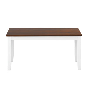 English Elm TOPMAX Farmhouse Rustic Acacia Wood Dining Table & Bench Set, Antique Graywash Finish, 58" L WF314539AAK