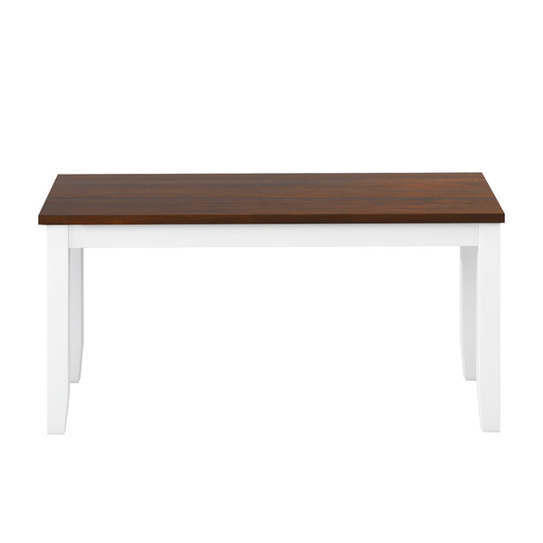 English Elm TOPMAX Farmhouse Rustic Acacia Wood Dining Table & Bench Set, Antique Graywash Finish, 58" L WF314539AAK