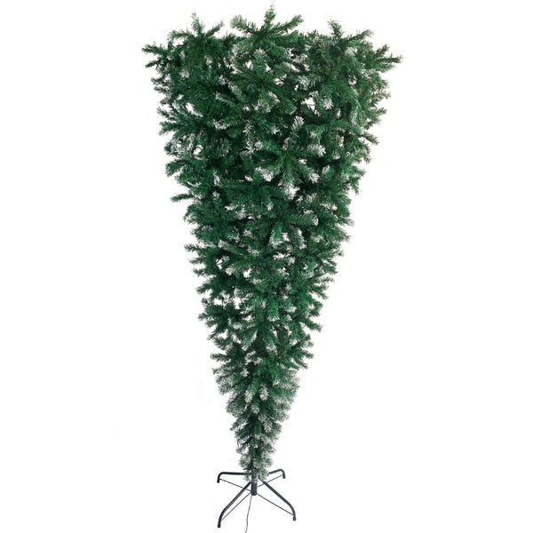 English Elm Upside Down Christmas Tree 7.4ft Led Warm White Lights Snow Tipped Pvc Branches PX293824AAF