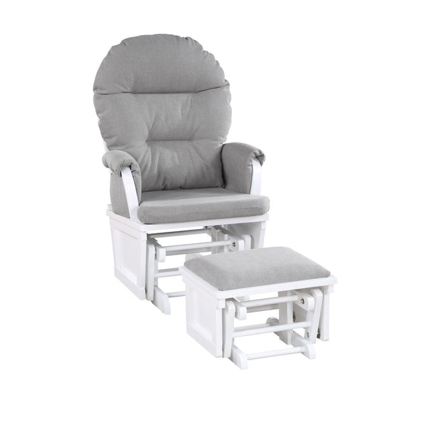 English Elm Madison Glider Ottoman Set Upholstered Nursery Rocker with Padded Seat and Neutral Finish B02257233