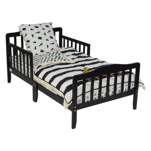 English Elm Jax Toddler Bed Solid Wood Slatted Frame with Built-in Guardrails for Safe Sleep Black B02257191