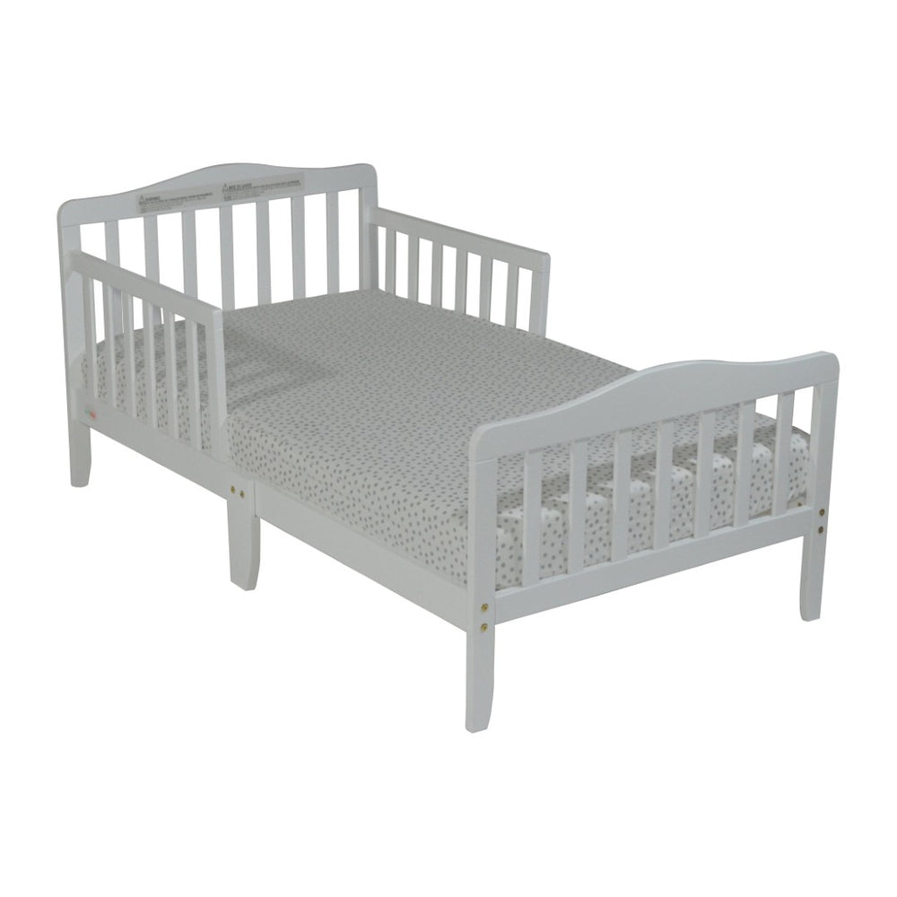 English Elm Blaire Toddler Bed with Guardrails Low Profile Frame Safe Sleep White Finish B02257189