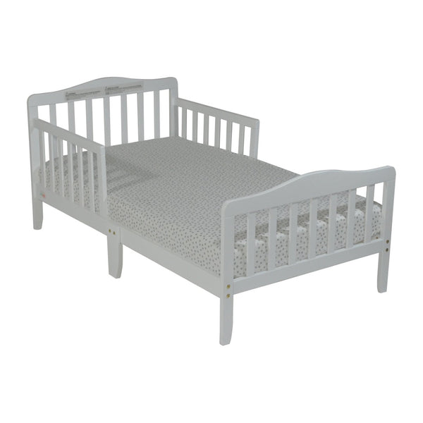 English Elm Blaire Toddler Bed with Guardrails Low Profile Frame Safe Sleep White Finish B02257189