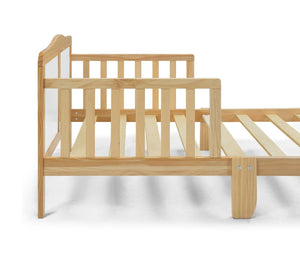 English Elm Birdie Toddler Bed Solid Wood Frame with Panel Headboard and Dual Guardrails B02257211