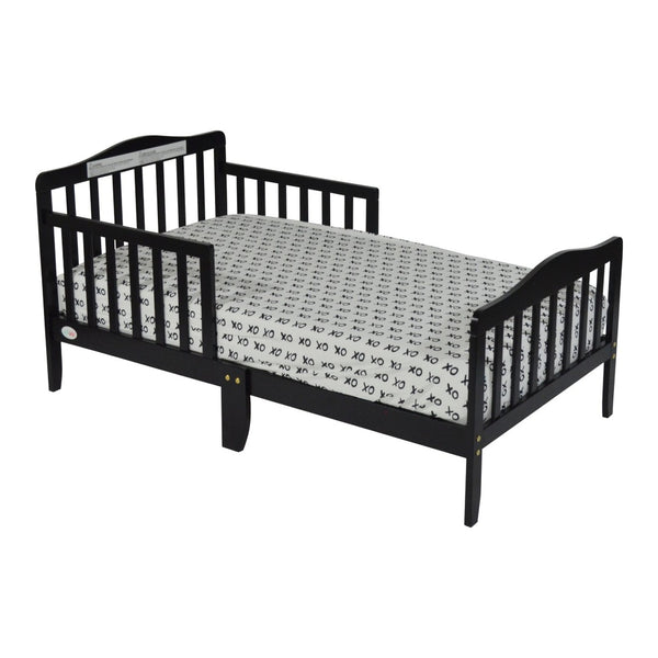 English Elm Jax Toddler Bed Solid Wood Slatted Frame with Built-in Guardrails for Safe Sleep Black B02257191