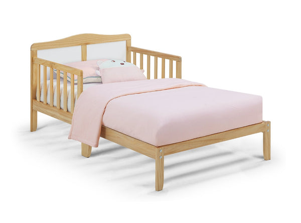 English Elm Birdie Toddler Bed Solid Wood Frame with Panel Headboard and Dual Guardrails B02257211