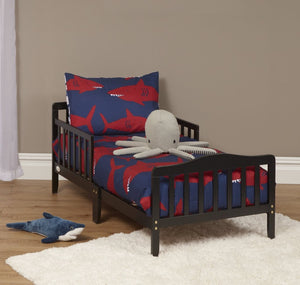 English Elm Jax Toddler Bed Solid Wood Slatted Frame with Built-in Guardrails for Safe Sleep Black B02257191