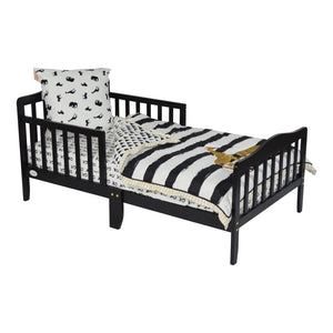 English Elm Jax Toddler Bed Solid Wood Slatted Frame with Built-in Guardrails for Safe Sleep Black B02257191