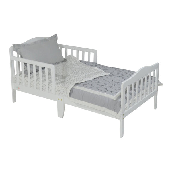 English Elm Blaire Toddler Bed with Guardrails Low Profile Frame Safe Sleep White Finish B02257189