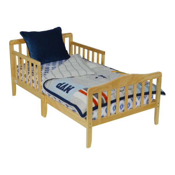 English Elm Jax Toddler Bed Solid Wood Slatted Frame with Built-in Guardrails for Safe Sleep Natural B02257193