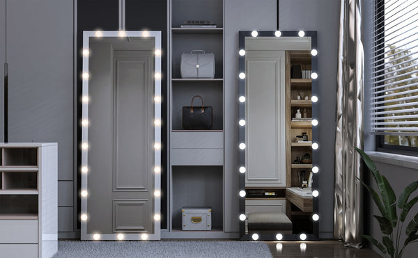English Elm Hollywood Full Length LED Vanity Mirror with 3 Color Modes & Touch Control Silver 63"x24" Glamorous W70832319