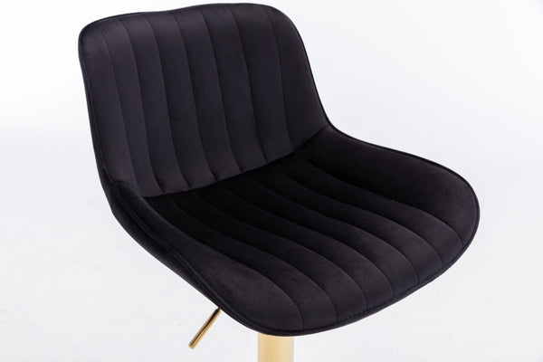 English Elm Chrome Velvet Swivel Bar Stool Set of 2 — Height Adjustable, Chrome Base & Footrest, Plush Black Seats, Modern Luxe Design W124956165