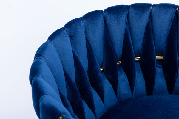 English Elm Modern Velvet Dining Chair with Golden Metal Frame and Plush Foam Seat, Sturdy 300lb Support, Easy Assembly, Luxurious Low-Back Design for Stylish Dining Rooms (Set of 2) Navy W124956162