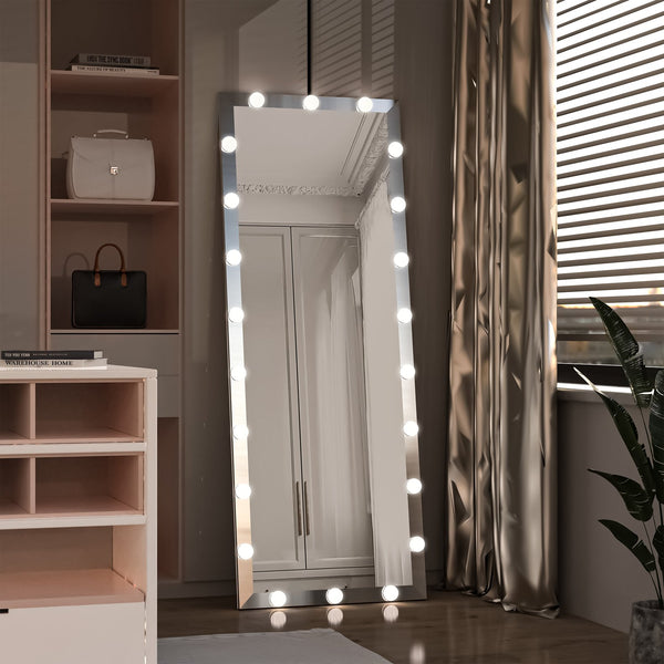 English Elm Hollywood Full Length LED Vanity Mirror with 3 Color Modes & Touch Control Silver 63"x24" Glamorous W70832319