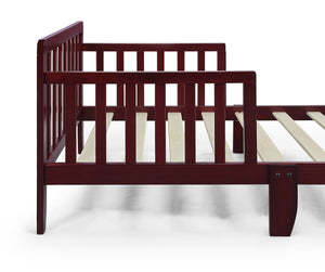 English Elm Jax Toddler Bed Solid Wood Slatted Frame with Built-in Guardrails for Safe Sleep Cherry B02257195