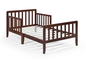 English Elm Jax Toddler Bed Solid Wood Slatted Frame with Built-in Guardrails for Safe Sleep Walnut B02257198