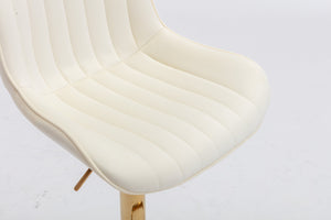 English Elm Chrome Velvet Swivel Bar Stool Set of 2 with Gold Legs, Height Adjustable, Plush Upholstery & Footrest Ivory W124956164