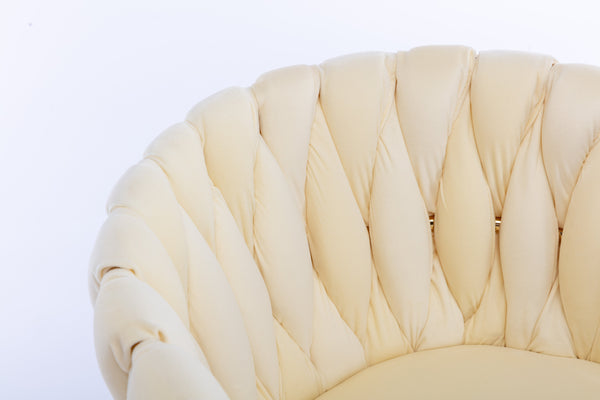 English Elm Modern Velvet Dining Chair with Golden Metal Frame and Plush Foam Seat, Sturdy 300lb Support, Easy Assembly, Luxurious Low-Back Design for Stylish Dining Rooms (Set of 2) Ivory W124956158