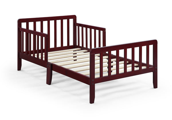 English Elm Jax Toddler Bed Solid Wood Slatted Frame with Built-in Guardrails for Safe Sleep Cherry B02257195