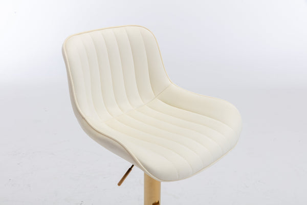 English Elm Chrome Velvet Swivel Bar Stool Set of 2 with Gold Legs, Height Adjustable, Plush Upholstery & Footrest Ivory W124956164