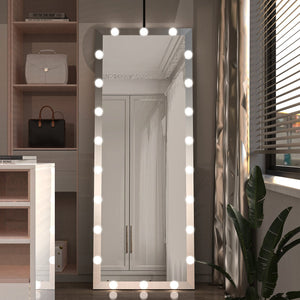 English Elm Hollywood Full Length LED Vanity Mirror with 3 Color Modes & Touch Control Silver 63"x24" Glamorous W70832319