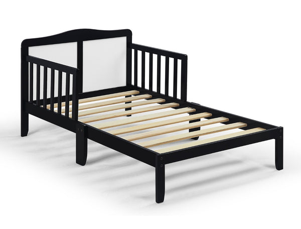 English Elm Birdie Toddler Bed Solid Wood Frame with Panel Headboard and Dual Guardrails Black B02257207