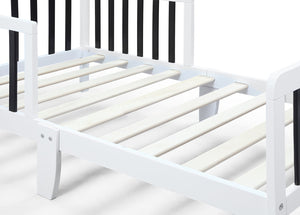 English Elm Birdie Toddler Bed Solid Wood Frame with Panel Headboard and Dual Guardrails White B02257206