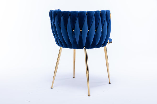 English Elm Modern Velvet Dining Chair with Golden Metal Frame and Plush Foam Seat, Sturdy 300lb Support, Easy Assembly, Luxurious Low-Back Design for Stylish Dining Rooms (Set of 2) Navy W124956162