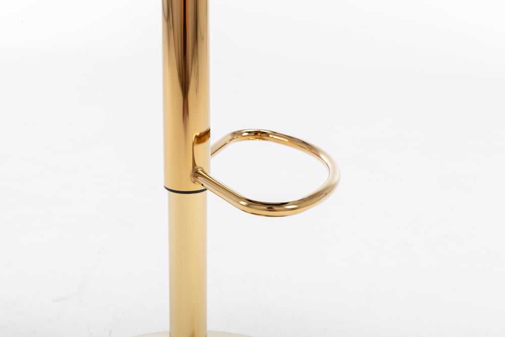 English Elm Chrome Velvet Swivel Bar Stool Set of 2 with Gold Legs, Height Adjustable, Plush Upholstery & Footrest Navy W124956166