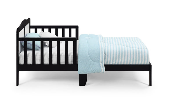 English Elm Birdie Toddler Bed Solid Wood Frame with Panel Headboard and Dual Guardrails Black B02257207