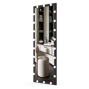 English Elm Hollywood LED Vanity Mirror 63x24in Black Full-Length Lighted Floor & Wall Mount with 3 Color Modes and Touch Control for Dressing Room Bedroom W70832320