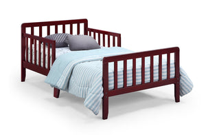 English Elm Jax Toddler Bed Solid Wood Slatted Frame with Built-in Guardrails for Safe Sleep Cherry B02257195