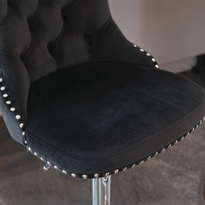 English Elm A&A Velvet Swivel Barstools with Adjustable 25–33" Height, Tufted Upholstery, Chrome Base Comfort Black W114351406
