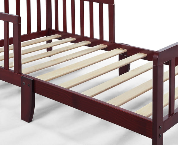 English Elm Jax Toddler Bed Solid Wood Slatted Frame with Built-in Guardrails for Safe Sleep Cherry B02257195