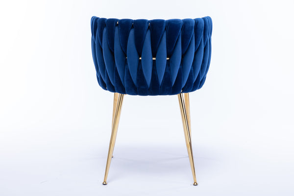 English Elm Modern Velvet Dining Chair with Golden Metal Frame and Plush Foam Seat, Sturdy 300lb Support, Easy Assembly, Luxurious Low-Back Design for Stylish Dining Rooms (Set of 2) Navy W124956162