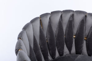 English Elm Modern Velvet Dining Chair with Golden Metal Frame and Plush Foam Seat, Sturdy 300lb Support, Easy Assembly, Luxurious Low-Back Design for Stylish Dining Rooms (Set of 2) Grey W124956159