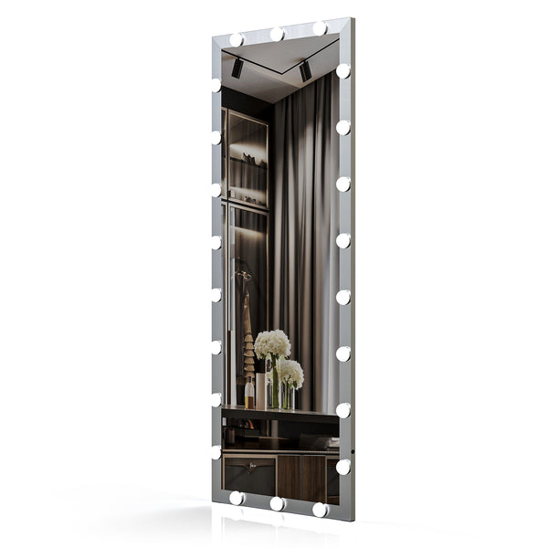 English Elm Hollywood Full Length LED Vanity Mirror with 3 Color Modes & Touch Control Silver 63"x24" Glamorous W70832319