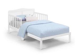 English Elm Birdie Toddler Bed Solid Wood Frame with Panel Headboard and Dual Guardrails White B02257212