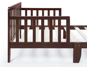English Elm Jax Toddler Bed Solid Wood Slatted Frame with Built-in Guardrails for Safe Sleep Walnut B02257198