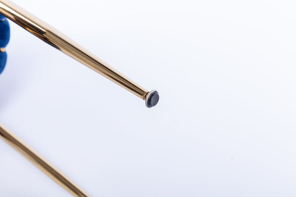 English Elm Modern Velvet Dining Chair with Golden Metal Frame and Plush Foam Seat, Sturdy 300lb Support, Easy Assembly, Luxurious Low-Back Design for Stylish Dining Rooms (Set of 2) Navy W124956162