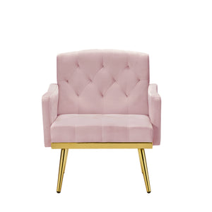 English Elm PINK Velvet Armchair with Gold Metal Legs — Plush Foam Seat, Solid Wood Frame, Chic Accent Chair for Living Room W58852197