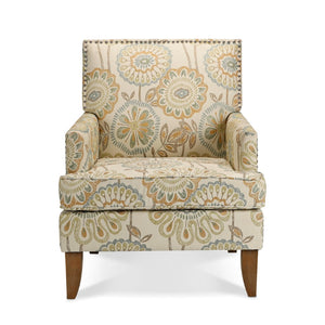 English Elm Accent Chair with Bubble Nail Trim Birch Legs and High Back for Living Room W68041067