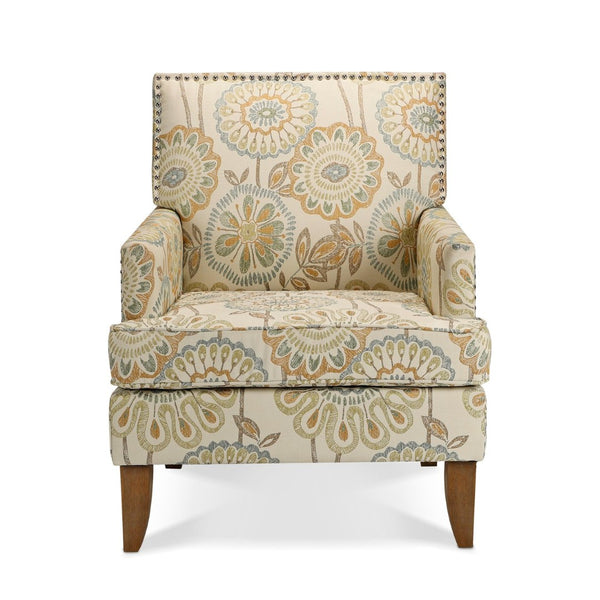English Elm Accent Chair with Bubble Nail Trim Birch Legs and High Back for Living Room W68041067