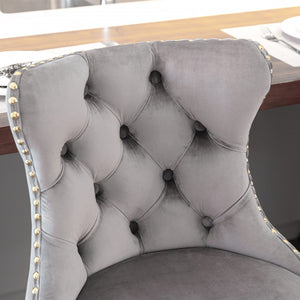 English Elm A&a Velvet Swivel Barstools Tufted Upholstered Seat Gold Base Adjustable Kitchen Pub Set Gray W114349920