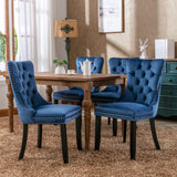 English Elm Nikki Collection Modern, High-End Tufted Solid Wood Contemporary Velvet Upholstered Dining Chair With Wood Legs Nailhead Trim 2- Piece s Set,Blue, Sw2001Bl