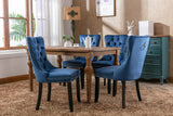 English Elm Nikki Collection Modern, High-End Tufted Solid Wood Contemporary Velvet Upholstered Dining Chair With Wood Legs Nailhead Trim 2- Piece s Set,Blue, Sw2001Bl